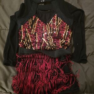 Weissman Black and Red Sequin Dance Costume